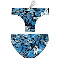 Turbo Mural Swimming Brief Bleu,Noir M Homme