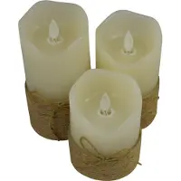 O'daddy LED Candles With Moving Flame - Set 3 sizes 10+12.5+15cm 8d - With Timer and Dimmer Function - LED Candles With Remote Control - Rope (Bougies LED avec télécommande)