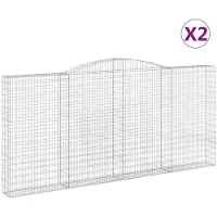 vidaXL Gabions avec arc surélevé 2 pcs. 400x30x180/200cm Fer galvanisé