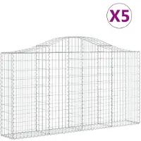 vidaXL Gabions avec arc surélevé 5 pcs. 200x30x100/120cm Fer galvanisé