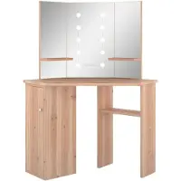 vidaXL Coiffeuse d'angle avec LED aspect chêne 111x54x141,5 cm