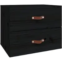 vidaXL Table de nuit murale noire 50x36x40 cm