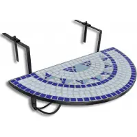 vidaXL Table suspendue pour balcon Mosaïque bleue et blanche