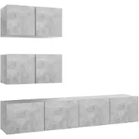 vidaXL Ensemble d'armoires TV 4 pièces gris béton Bois composite