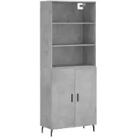 vidaXL Highboard gris béton 69,5x34x180 cm Bois composite