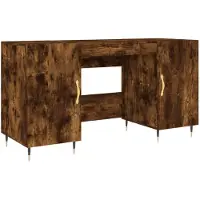 vidaXL Bureau chêne fumé 140x50x75 cm bois composite