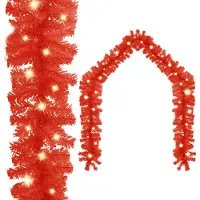 vidaXL Weihnachtsgirlande mit LED -Leuchten 5 m rot