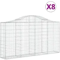 vidaXL Gabions avec arc surélevé 8 pcs. 200x30x100/120cm Fer galvanisé