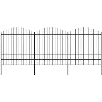 vidaXL Clôture de jardin avec lances (1.75-2)x5.1 m acier noir