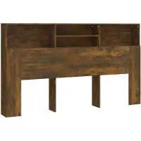 vidaXL Tête de lit avec étagères chêne fumé 180x19x103,5 cm
