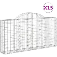 vidaXL Gabions 15 pcs voûtés 200x30x100/120 cm en fer