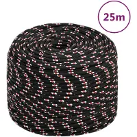 vidaXL Corde de bateau Noir 8 mm 25 m Polypropylène