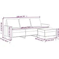 vidaXL Canapé à 3 places avec repose-pieds Gris 180 cm Similicuir