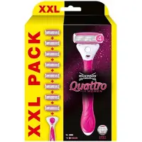 Wilkinson Sword Rasoir Quattro pour femme à l'aloe vera et à la vitamine E + tête de rechange 8 pièces