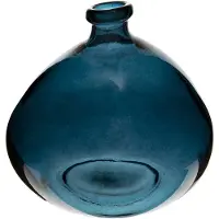 Atmosphera Vase rond en verre recycl? Bleu orage H 23 cm