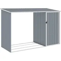vidaXL - Abri à bois - 245x98x159 - cm - galvanisé - acier - gris