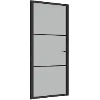 vidaXL Porte intérieure 93x201,5 cm noir verre dépoli et aluminium