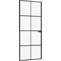 vidaXL Porte intérieure noire 83x201,5 cm verre trempé & aluminium mince