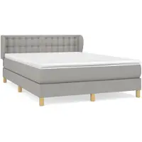vidaXL Lit boxspring avec matelas gris clair 140x190 cm Tissu