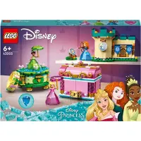 LEGO 43203 Disney Auroras, Merida et Tiana, ensemble de 2 boîtes à bijoux, porte-stylo et bracelet DOTS, collection de robes en diamant