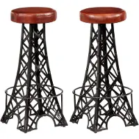 vidaXL Tabouret de bar 2 pcs. Cuir véritable