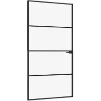 vidaXL Porte intérieure noire 102x201,5 cm verre trempé & aluminium mince