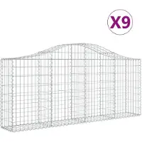 vidaXL Gabions avec arc surélevé 9 pcs. 200x30x80/100 cm Fer galvanisé