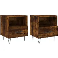vidaXL Tables de chevet 2pcs chêne fumé 40x35x47,5cm bois d’ingénierie