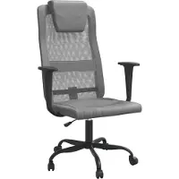 vidaXL Chaise de bureau , réglable en hauteur, gris, tissu maillé et similicuir