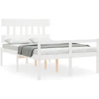 vidaXL Lit pour senior avec tête de lit 140x190 cm Blanc Bois massif