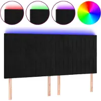 vidaXL LED Tête de lit noir 200x5x118/128 cm velours