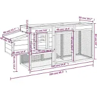 vidaXL Poulailler Gris 204x50x84 cm Pin massif