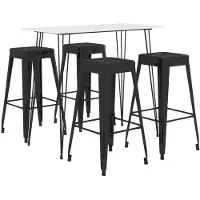 vidaXL Ensemble de bar 5 pièces blanc et noir
