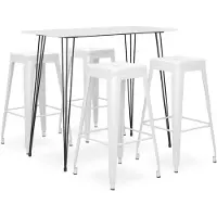 vidaXL Ensemble de bar 5 pièces blanc