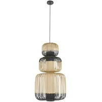 Forestier Suspension , Bamboo, dimmable, Noir, Salon / séjour, Bambou, Design
