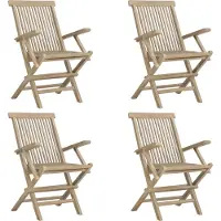 vidaXL Chaises de jardin 4 pcs. Pliable Gris 56x61x89 cm Bois massif Teck
