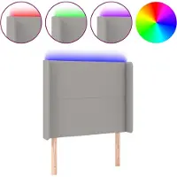 vidaXL Tête de lit LED gris clair 103x16x118/128 cm Tissu