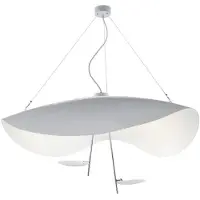 Catellani & Smith Lederam Manta S2 Suspension White|White shade | Satin rod | White varnished disc | White base
