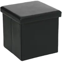 Atmosphera Pouf Carr? Noir - Coffre De Rangement Pliable