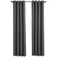 Larson - Rideau occultant uni de luxe - avec anneaux - 3m x 2,5m - Gris foncé