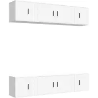 vidaXL 6 Piece TV Cabinet Set White Engineered Wood