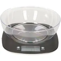 Excellent houseware Digitale keukenweegschaal met kom van kunststof zwart max 5 kilo