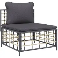 vidaXL Canapé de jardin central avec coussins gris foncé Poly rotin