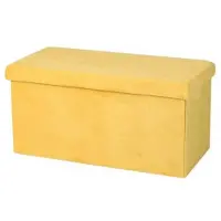 Urban Living Banc De Rangement Pliable En Velours "Kube" - Jaune - L 76 X P 37,5 X H 37,5 C