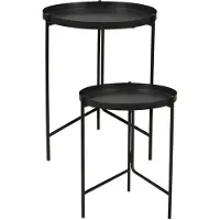 Home & Styling Tables d'appoint/porte-plantes - 2 pièces - noir - métal - D31 x H38 cm/D36 x H45 cm