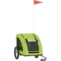 vidaXL Remorque pour vélo Chiens Vert Tissu Oxford et fer