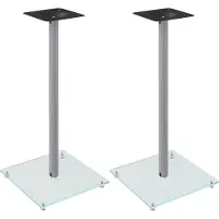 vidaXL Supports de haut-parleurs 2 pcs argenté verre trempé 1 pilier