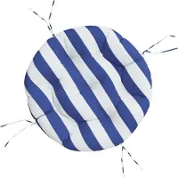 vidaXL Coussin Rond Rayure Bleue/Blanche Ø 60 X11 Cm Tissu Oxford