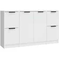 vidaXL Sideboards 3 pcs. Blanc Bois composite