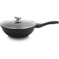 Swiss Pro+ Wok - avec couvercle en verre - 30cm - Noir